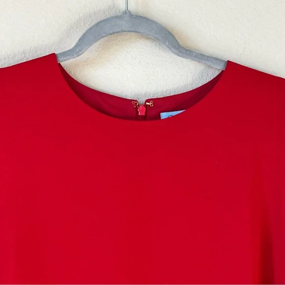 CeCe Vibrant Red Mini Shift Dress Scoop Neck Holiday Festive Cocktail Party 12 - Picture 5 of 9